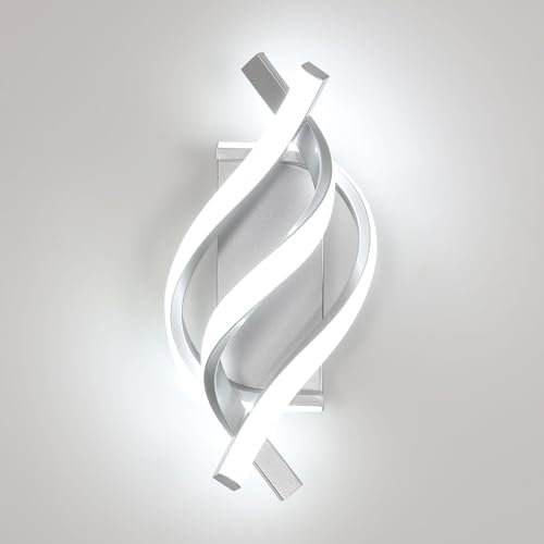 Comely LED Wandleuchte Innen, 22W 2500LM Wandlampe LED Innen Modern, 6500K Kaltweiß Wandlicht Silber Wandbeleuchtung aus Aluminium für Wohnzimmer Schlafzimmer Flur