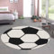 CARPETIA Kinderteppich rund Fußballmuster Hoch-Tief-Effekt schwarz weiß weich Kinderfreundlich, 80 cm Rund
