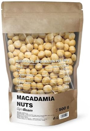 GymBeam Ungesalzene Macadamianüsse - Reich an gesunden Fetten & Ballaststoffen, frei von Zusatzstoffen, ideal als veganer Snack, fördert Energie & Gesundheit, buttriger Geschmack, 500g