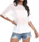 YUNDAI Womens See Through Mesh Sheer Sexy T Shirt Blouse Summer Short Sleeve Round Neck Loose Tops, Small White
