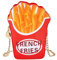Damen Popcorn Handtasche Cute Süßigkeiten Kostüm Popcorn Kleine Umhängetasche Persönlichkeit Handtaschen Mini Tasche Fasching Schultertasche für Frauen Mädchen, Pommes, Einheitsgröße