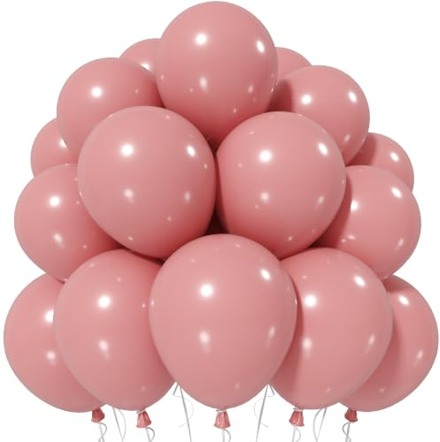 Jobkoo Dusty Pink Balloons 12 Inch, 50 Pcs Vintage Boho Dusty Rose Latex Matte Mauve Retro Blush Pink Helium for Birthday Wedding Baby Bridal Shower Party Decorations
