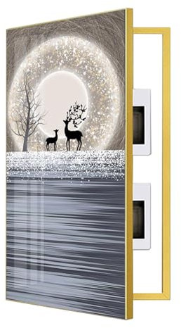 DFANCE Vertical Electric Meter Box Cover Decorative Painting Restaurant Electric Distribution Box Decorative Box Switch Paint Hide Paintings with Hydraulic Rod Supports