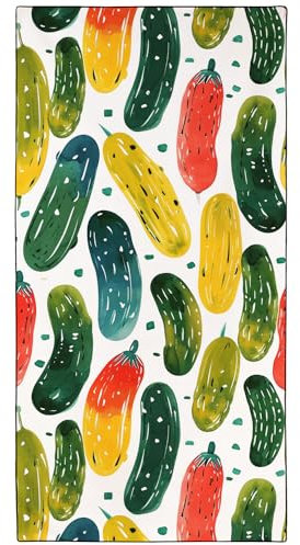 YISUMEI Mikrofaser Strandtuch, Weich Leicht Sandfest Schnelltrocknend, Obst Muster Druck - Gurke, XXL(180x90cm)