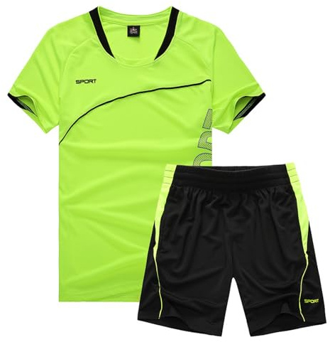 Cozozn Fußball Trikots Sport Set Shorts und T-Shirt-Set Jungen Fussball Trikot Trainingsanzug Kinder Fußballtrikots, 10-11 Jahre, Grün(Etikett: 26)