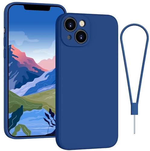 Andwing For iPhone 13 Case Silicone Case Soft Ultra Slim Protective Shockproof Silicone Case Scratch-Resistant Microfiber Lining, 6.1 Klein Blue