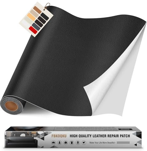 Kunstleder Selbstklebend Schwarz, 40 x 200cm Leder Reparatur Set für Möbel, Sofa, Autositze, Taschen - Renovierung Kit (Schwarz)