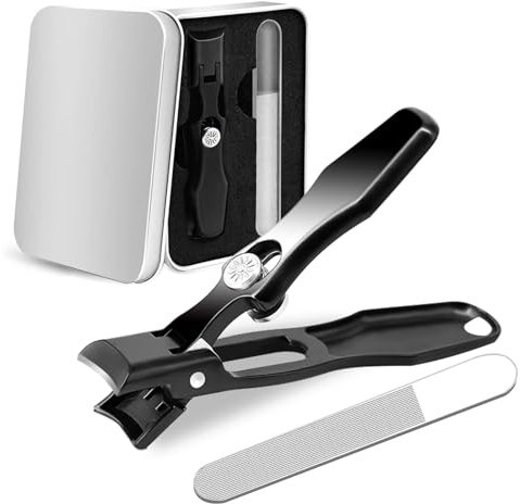 Cumuul Nagelknipser Cumulus Nagelknipser mit Fänger, Edelstahl große Anti-Splash-Nagelknipser, Ultra scharfe Fingernagel- und Zehennagelknipser, tragbares Nagelknipser-Set (Schwarz)