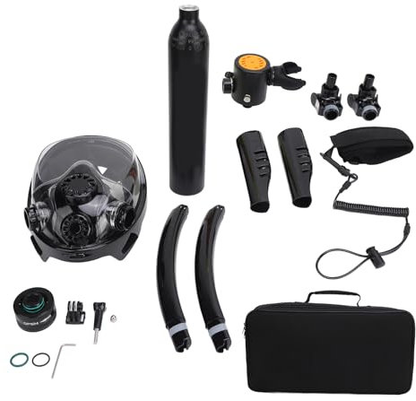 RiToEasysports Kit de Bouteille de Plongée, Petit Réservoir de Plongée de 0, 5 L pour la en Apnée et la Récréative avec Une de Large à 180° (Black