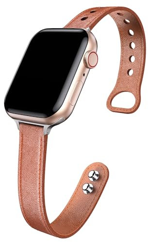 Lederarmband Compatible with Apple Watch Armband 40mm 41mm 38mm, Leder Damen Ersatzband für Apple Watch SE/Series 9/8/7/6/5/4/3/2/1