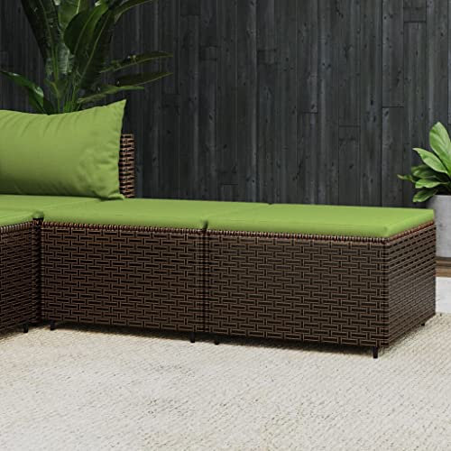 HEFZGDB Poggiapiedi da Giardino con Cuscini 2 pz in Polyrattan Marrone Sgabelli cucina Giardino arredo esterno Sgabelli da bar Adatto per giardino, patio, bordo piscina.