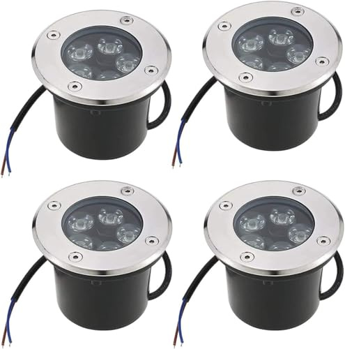 Xzmzbxzb Faretto Calpestabili per Esterno 12V 5W Faretti da Incasso A Pavimento IP67 Impermeabile Luci A LED Segnapasso per Giardini, Vialetti, Terrazzi(Bianco Caldo 3000K)