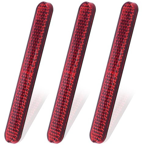 Rienan 3 Stück 100 x 13 x 7mm Rückstrahler Motorrad, Motorrad Reflektor Hinten Roter Rechteckiger Kennzeichen Reflektor Motorrad, für Motorrad Fahrrad Multifunktional Scooter Selbstklebend Hinten