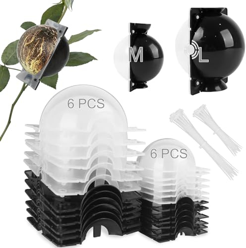 Baumwurzel-Anzuchtkasten, Luftschicht-Pods Anzuchtset, wiederverwendbare halbtransparente Pflanzen, asexuelle Fortpflanzung, Pfropfball mit Kabelbindern für schnelle Vermehrung von Pflanzen (6 Stück