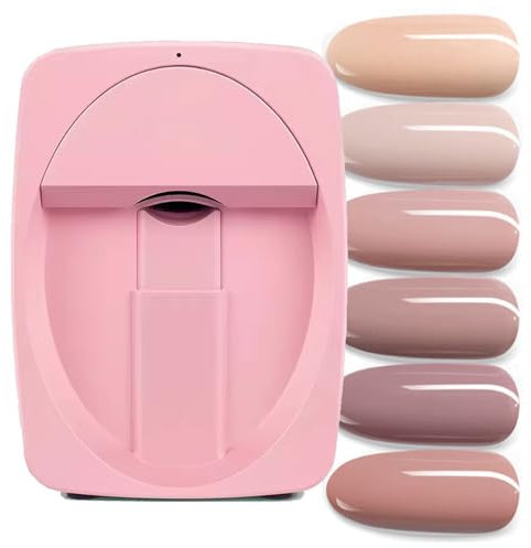 Nail Art Printer, 3D Smart Automatic Nail Printer Machine,Portable Mobile Nail Art Printing Machine,Support WiFi/DIY,2400 dpi Printing,Pink