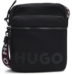HUGO Herren Quentyn NS Zip Reporter-Tasche mit Logo-Print und Logo-Riemen Schwarz001 Stck