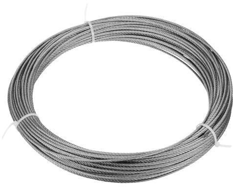 sourcing map 3/32(2.5mm) 304 Stainless Steel Cable Wire Rope 7 x 7 Strands Core 98ft (30m) Aircraft Wire for Construction Outdoors Marine Rigging Decking Railings