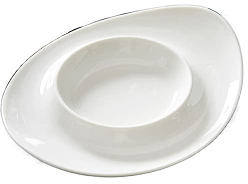 YIHANSS Teller Weißer Keramikteller mit unregelmäßiger Form, Knödelteller, Hotelrestaurant, Suppenteller, Geschirr, Küche, kalter Salatteller