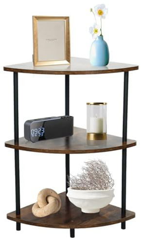 BAOYOUNI Eckregal mit 3 Ebenen, Fächer-förmig Bücherregal, Standregal Mehrzweckregal für Wohnzimmer, Küche, Schlafzimmer, Büro, Einfache Montage, 40 x 40 x 70cm