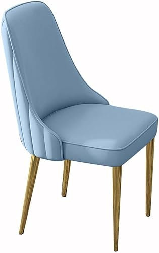 HSTBLEOO Esszimmerstühle, moderner PU-Lederstuhl mit hoher Rückenlehne, gepolsterter weicher Sitz, Schreibtischstuhl for den Haushalt, stabile Beine aus Eisenkunstmetall(Dream Blue,Gold feet)