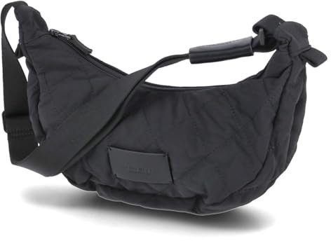 Seidenfelt Damen Halfmoon Crossbag/Umhängetasche/Schultertasche HETTA Schwarz Baumwolle Karostepp, Größe:-, Farbauswahl:schwarz