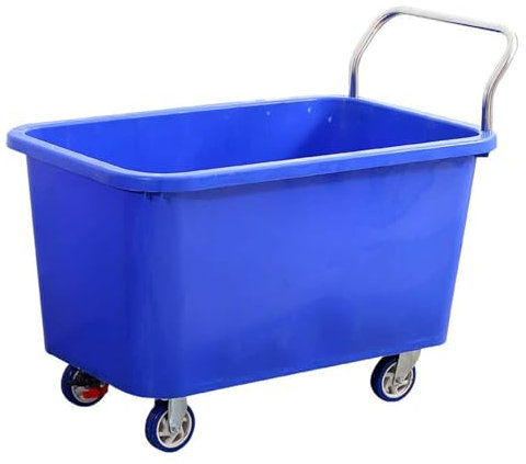 YHWKGZ Schubkarre, 4-Rad-Handwagen, Heimgebrauchs-Gartenwagen, PP-Materialrahmen, for Gartenarbeit/Rasen/Bauernhof/Baustellen, Blau