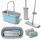 KENSHIRE Mocio piatto in alluminio premium da 400 mm con set di secchio pieghevole e 2 panni in microfibra riutilizzabili per mocio a mani libere spremere 134 cm manico in lega di alluminio bagnato