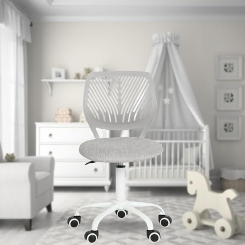 FurnitureR Morandi Bürostuhl, vielseitig, für Kinder, Arbeitsstuhl ohne Armlehnen, höhenverstellbar, drehbar, bunt, für Schule und Büro, Grau