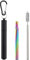 Mixnexorad Pajita plegable, pajitas de viaje reutilizables con estuche,Juego de pajitas telescópicas portátiles - Pajitas de metal reutilizables con 1 estuche, 1 cepillo de limpieza, 1 llavero,