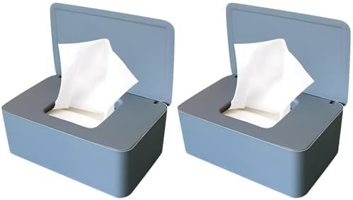 2 Stück Feuchttüchter Box,Kunststoff Feuchttücher Spender, Aufbewahrungsbox für Feuchttücher,Servietten Box mit Deckel,Tissue AufbewahrungskofferToilettenpapier Box,Baby Tücher Fall