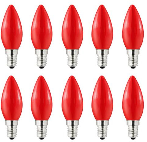 HUAMu 1W E14 Farbige LED Glühbirne, für AC220-240v, 10W Glühbirnen-Ersatz, für Halloween, Weihnachten, Festival Licht, Bar, Festival Farbbirn dekorative Lichter,Rot