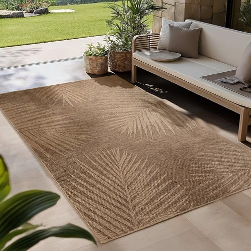 Carpetsale24 Outdoor Teppich Wetterfest 200x290 cm Beige Pflegeleicht im natürlichen Jute-Look für Wohnzimmer Esszimmer Schlafzimmer Terrasse Balkon Garten