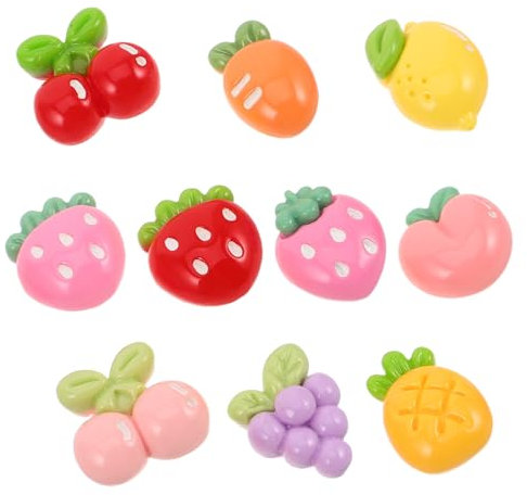 Beaupretty 10pcs Fruit Flatback Resin Charms for Crafts Realistic Peach Strawberry Lemon and Cherry for Phone Cases and Decorations Food Embellishments