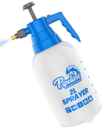 2L Pipeline Pressure Sprayer – Heavy Duty & Multipurpose Spray Bottle With Easy Pump Action, Adjustable Nozzle & Safety Valve. Perfect for Fertilisers, Pesticides, Cleaning Agents & Outdoor Garden