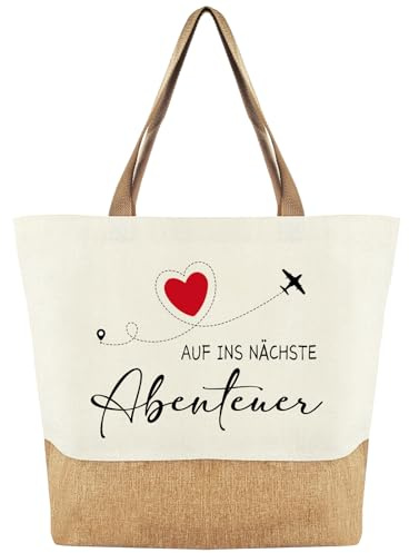 Tarklanda Abschiedsgeschenk Jutebeutel, Jute Baumwolltasche Stofftasche mit Spruch Auf Ins Nächste Abenteuer - Geschenke für Rentner Kollege Freund Reisender, Abschied, Ruhestand, Geburtstag