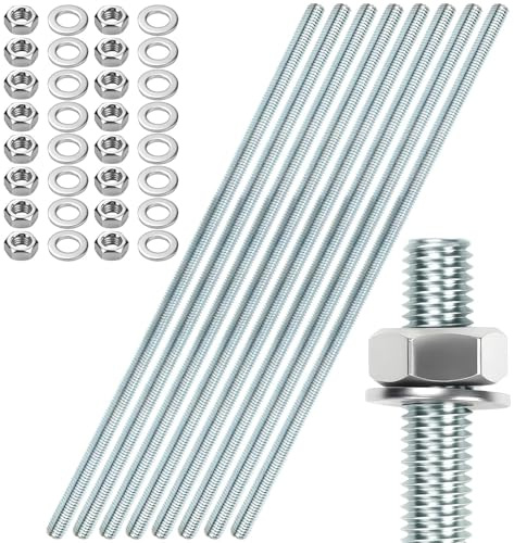 8 Stück Gewindestange M8 Gewindestangen M8 X 300mm Gewindestab Gewindebolzen Verzinkter Stahl Gewindestifte Blaues Zink Gewindestäbe mit 16pcs Sechskantmutter und 16pcs Unterlegscheiben