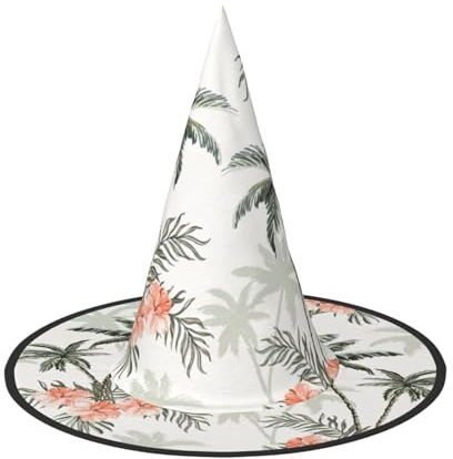 Yyoretp Tropical Palm Trees Print Halloween Costume Witch Hat Adults carnival Cosplay party Costume Accessories