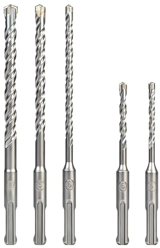 Flaveano SDS Plus Drill Bit Set, 5 Bits For Concrete Brick Rock Marble