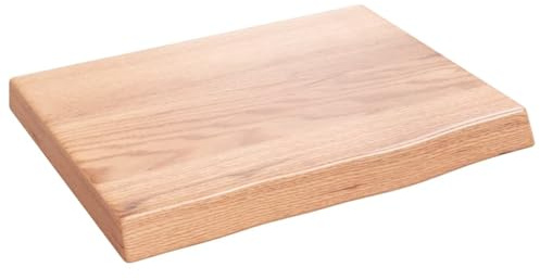 CIOURSTO Waschtischplatte aus Holz, Massive Eiche Material, Holzplatte Platte für Schränke oder Schreibtische, 2-6 cm Dicke, Naturkante (40 x 30 x 4 cm)
