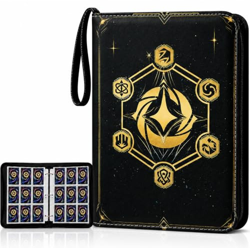 HBK 900 Pockets Lorcana Binder - 3-Ring Album, Waterproof PU Leather TCG Collector Folder Case with 50 Removable Sheets for Standard Game Cards
