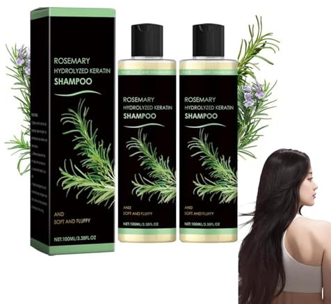 Rosmarin Shampoo für Haarwachstum mit Hydrolysiertem Keratin, Natürliches Rosemary Hair Growth Shampoo gegen Haarausfall, Stärkend & Nährend für Dünner werdendes Haar, Für Frauen & Männer (B)