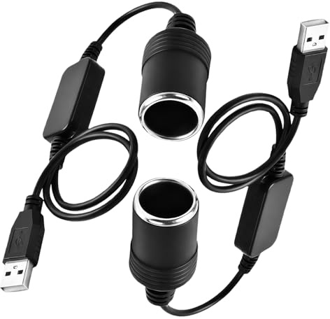 2PCS Adaptador Mechero Coche a USB, 5V USB A Macho a 12V Encendedor De Cigarrillos De Coche, Adaptador Mechero Usb Para Accesorios Fe Coche Grabadora Fe Conducción DVR GPS (2)