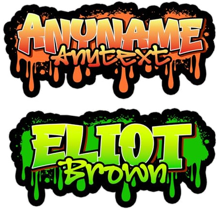 Personalized Graffiti First Last Name Sticker Custom Aesthetic Text Decal Die-Cut Waterproof Vinyl Decals UV DTF – Laptop, Phone, Water Bottle, Tumbler, Notebook, Car Gift for Men Women Kids