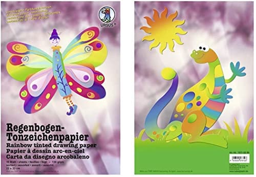 URSUS 15210099 Regenbogen-Tonpapier-Bastelmappe, (B)230 x (H)330 mm