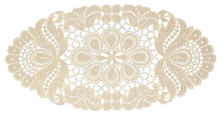 Plauener Spitze by Modespitze 67952 Design Plauen, Gre 15 x 30 cm oval, creme, Champagner