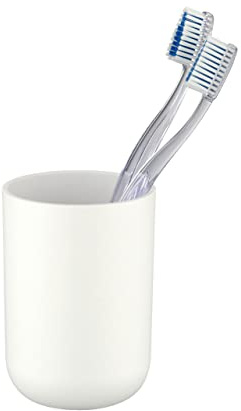 WENKO Zahnputzbecher Brasil, Becher für Zahnbürste und Zahnpasta, Zahnbürstenhalter für das Badezimmer oder Gäste-WC, Zahnbecher aus bruchsicherem Kunststoff, BPA-frei, Ø 7,3 x 10,3 cm, Weiß