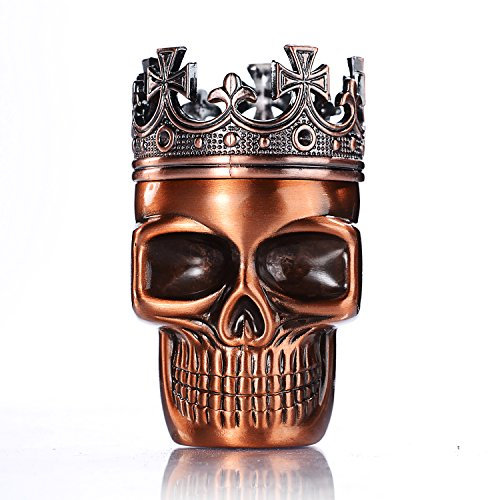 LIHAO Herb Grinder King Skull Alter gekrönter König Schädel Pollen Crusher für Spice,Kaffee,Herb,Kraeuter,Gewürze(Rot Bronze)