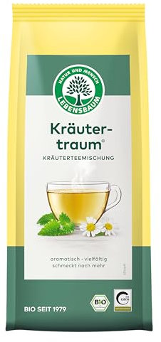 Lebensbaum Kräutertraum, Bio-Kräuterteemischung, vielfältig und aromatisch, 8 Kräuter, Melisse, Pfefferminz, Fenchel, lose, 50g