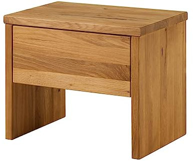 MASSIVMOEBEL24.DE | JANGALI - Nachttisch aus Wildeiche - Natur geölt | Schublade mit Soft-Close-Technik | 50x35x40 | Nachtkommode Nachtschrank Beistelltisch