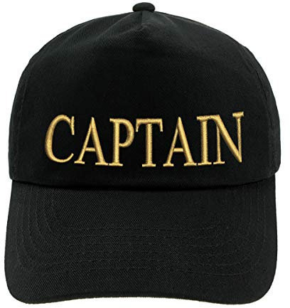 4sold Erwachsene und Kinder Kapitänsmütze Cap Captain Cabin Boy Crew Yachting Baseballmütze Inschrift Schriftzug Schwarz Gold Weiss Army Military Baseballmütze Security (Captain, Erwachsener)